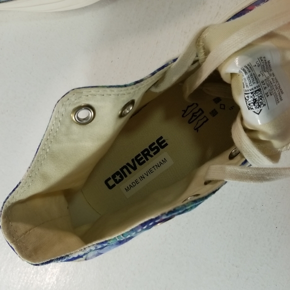 Converse Chuck Taylor All Star Floral Blue Purple Hi Top Sneakers 7 - Picture 12 of 13